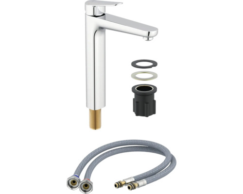 Baterie lavoar cu accesorii de montaj și furtunuri de conectare