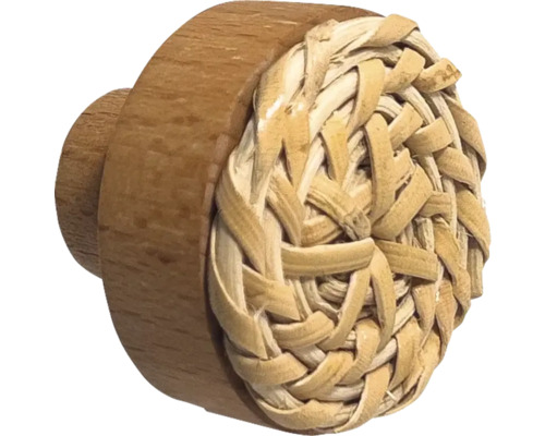 Buton de mobilă din lemn și rafie