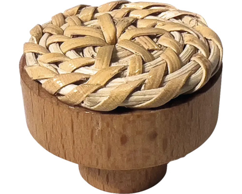 Buton de mobilă din lemn cu ratan