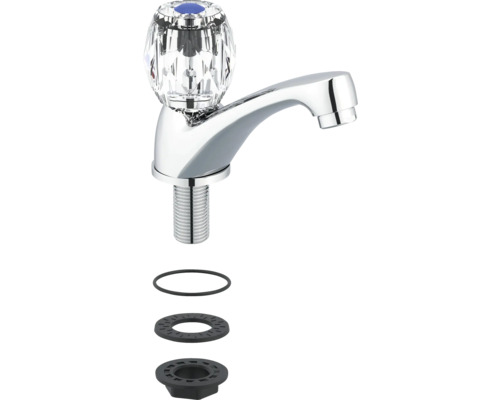 Baterie lavoar cu mâner de cristal și material de montare