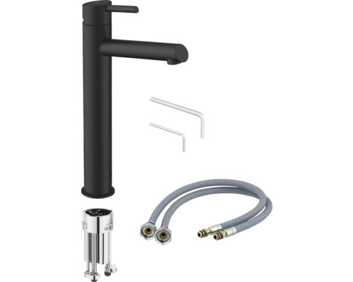 Baterie lavoar neagră cu material de instalare