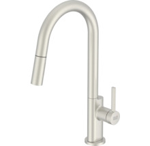 Baterie de bucătărie cu gât înalt și duș extractibil