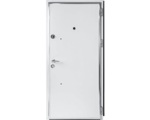 Ușă de siguranță albă cu feronerie argintie