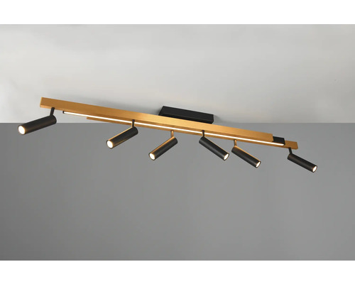 Lumină de tavan cu șapte spoturi și detalii din lemn