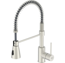 Baterie de bucătărie cu duș extractibil și arc spiralat