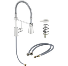 Baterie de bucătărie cu furtun și material de montaj