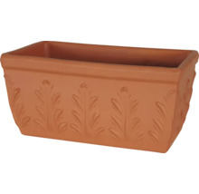 Jardinieră dreptunghiulară din teracotă cu motiv de frunze