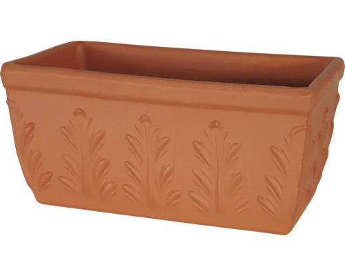 Jardinieră rectangulară din teracotă cu model de frunze