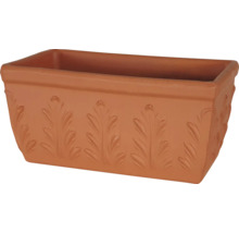 Jardinieră dreptunghiulară din teracotă cu model de frunze