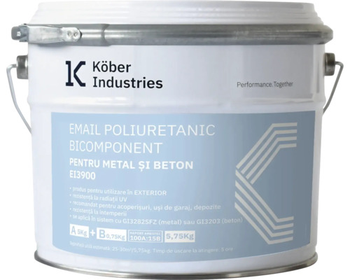Email poliuretanic bicomponent pentru metal și beton Köber Industries gri antracit RAL 7016 5,75 kg Email poliuretanic bicomponent pentru metal și beton Köber Industries gri antracit RAL 7016 5,75 kg