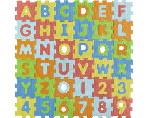 Covor puzzle 16,5x16,5 cm, 36 piese Covor din spumă cu litere și numere pentru joacă și învățare