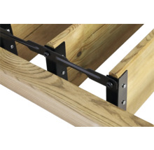 Construcție din lemn cu conector negru pentru construcția de terase