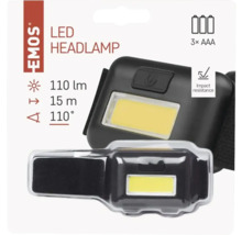Lanternă frontală cu LED, cu o putere de iluminare de 110 lumeni, necesită trei baterii AAA și este rezistentă la impact