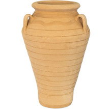 Amforă decorativă din teracotă cu mânere și modele orizontale