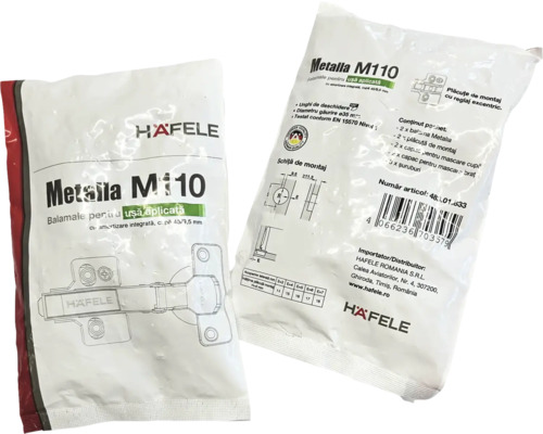 Pachet set balama Metalla M110 de la Hafele pentru uși aplicate cu amortizare integrată
