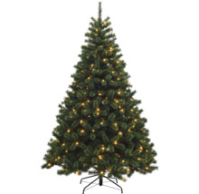 Brad artificial de Crăciun cu iluminare pe un suport