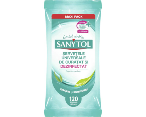 Șervețele dezinfectante Sanytol Maxi Pack, 120 bucăți