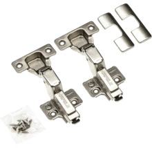 Două balamale Haefele cu șuruburi și plăci de montaj