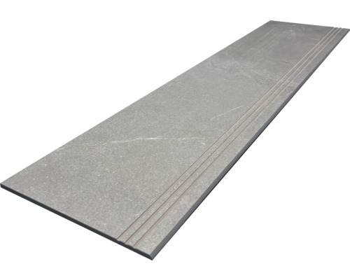 Placă de treaptă gri cu caneluri pentru exterior