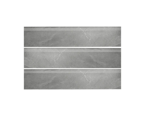 Trei plăci de treaptă gri cu aspect de marmură și caneluri