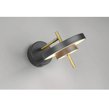 Lampă modernă de perete cu două abajururi rotunde și bare aurii