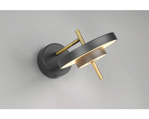 Lampă modernă de perete cu două abajururi rotunde și bare aurii