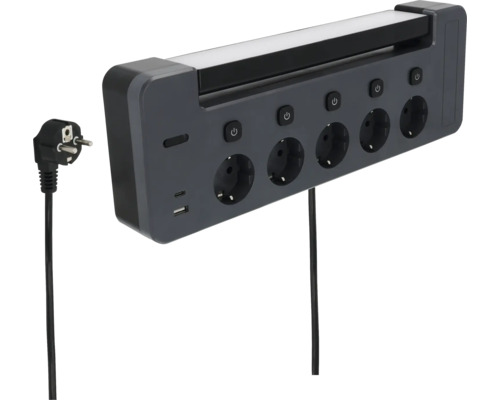Prelungitor cu cinci prize și porturi USB