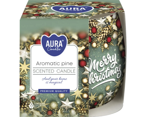 Lumânare parfumată Aura Candles Aromatic Pine în ambalaj