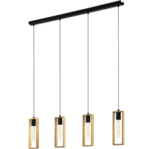 Lumină suspendată cu patru becuri și cadru din lemn