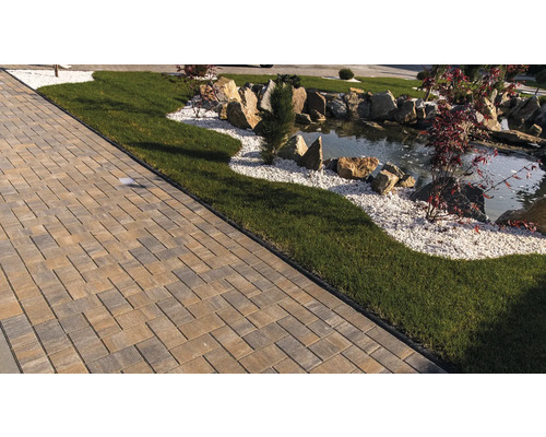 Alei de grădină cu pavele, gazon și iaz