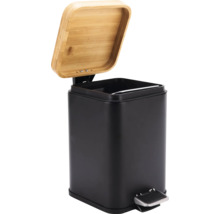 Coș de gunoi cu pedală și capac de bambus