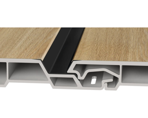 Șipcă de profil cu structură de lemn și rost de dilatare