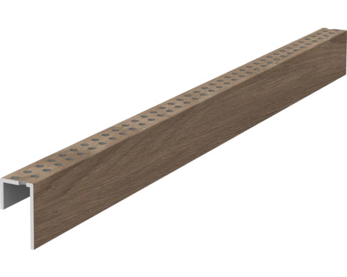 Profil perforat panou fațadă ventilată FS261 Choco Oak 3 m Profil de finisaj cu decor de lemn cu găuri