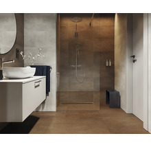 Baie cu duș, chiuvetă, oglindă și faianță