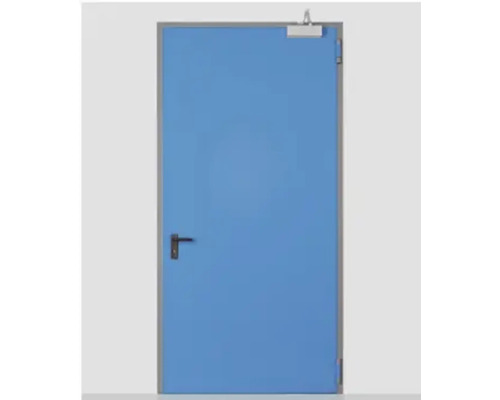 Ușă interioară albastră cu cadru și mâner