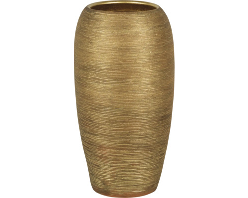 Mască ghiveci Passion for Pottery Le Havre rotund ceramică Ø 22 cm H 40 cm auriu Vază decorativă din ceramică