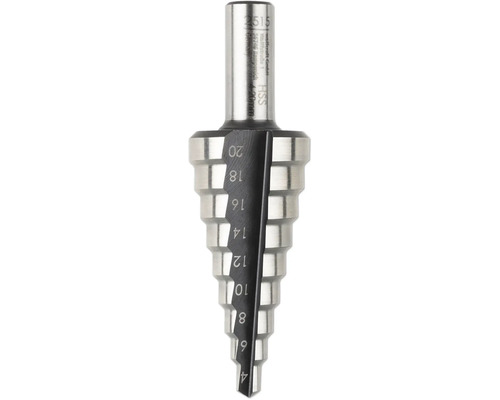 Burghiu conic din oțel cu marcaje de dimensiune