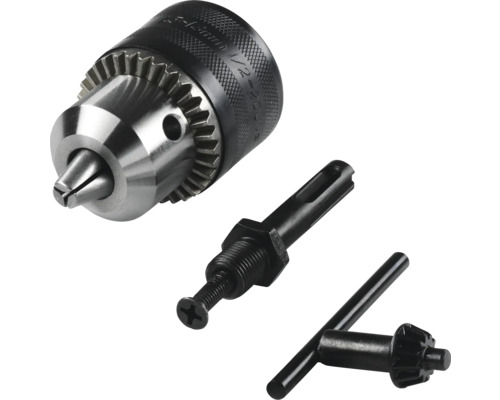 Set mandrină cu adaptor SDS-plus Wolfcraft max. Ø13mm, 1/2"x20 mm, 3 piese Mandrină de găurit cu adaptor și cheie de mandrină