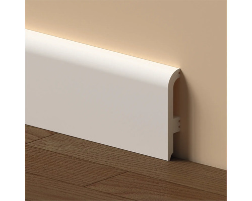 Plintă polimerică albă safir 2200x80x12 mm Plintă din plastic pe un perete