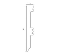 Desen tehnic al unei plinte cu dimensiunile de 80 x 12 mm.