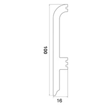 Desen profilat al unei plinte cu dimensiunile de 100 pe 16 milimetri