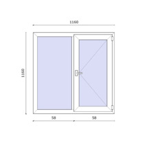 Fereastră cu dimensiunile 1160 x 1160 mm