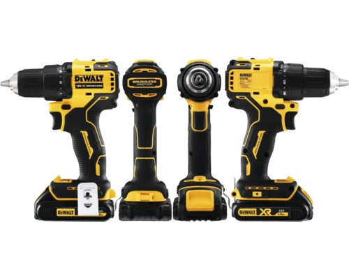 Mașină de găurit și înșurubat cu acumulator DeWalt în diferite unghiuri