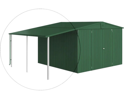 Acoperiș lateral pentru magazie Biohort Europa 6/7 metal 150x300 cm verde Cabină de grădină cu copertină metalică
