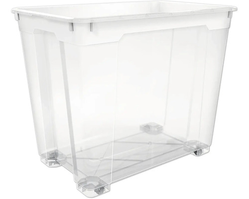 Cutie depozitare plastic fără capac Cargo Point XXL 80 L 480x378x565 mm transparentă Cutie transparentă de depozitare din plastic cu role