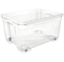 Cutie de depozitare transparentă din plastic cu role.