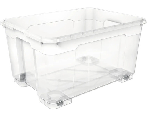 Cutie de depozitare transparentă din plastic cu role.