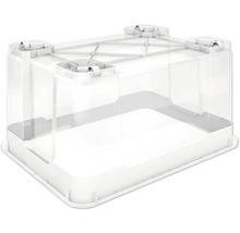 Jardiniere din plastic cu pereți transparenți și colțuri albe