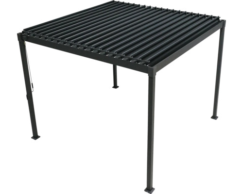 Pergolă metalică independentă cu acoperiș cu lamele