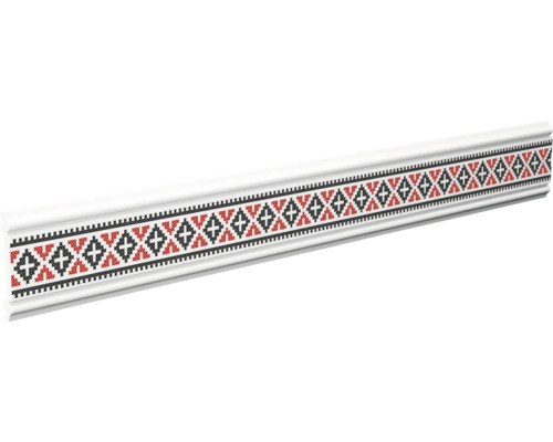 Plintă decorativă DP13-6K alb/roșu 200x6x0,6 cm Mucegai decorativ cu model brodat